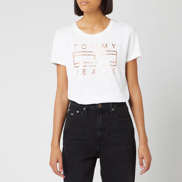 Tommy Jeans Women's Metallic Logo T-Shirt - Classic White