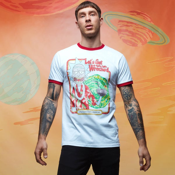 Rick and Morty Get Schwifty Riggity Riggity Wrecked Vintage Ringer - White/Red