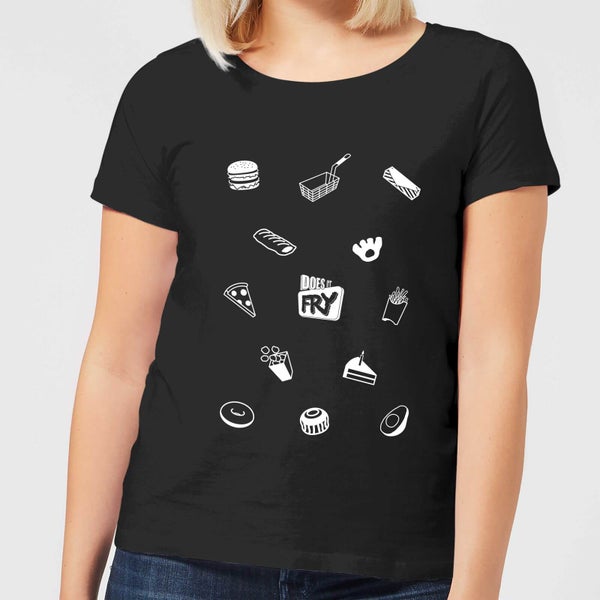 Does It Fry Pattern Women's T-Shirt - Black