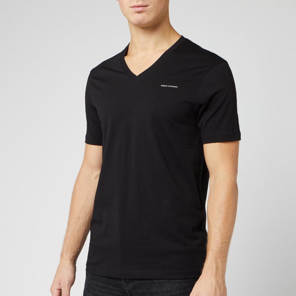 Armani Exchange Men's V Neck T-Shirt - Black