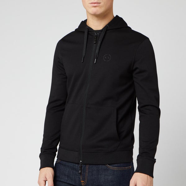 Armani Exchange Men's Small Logo Zip Through Hoodie - Black