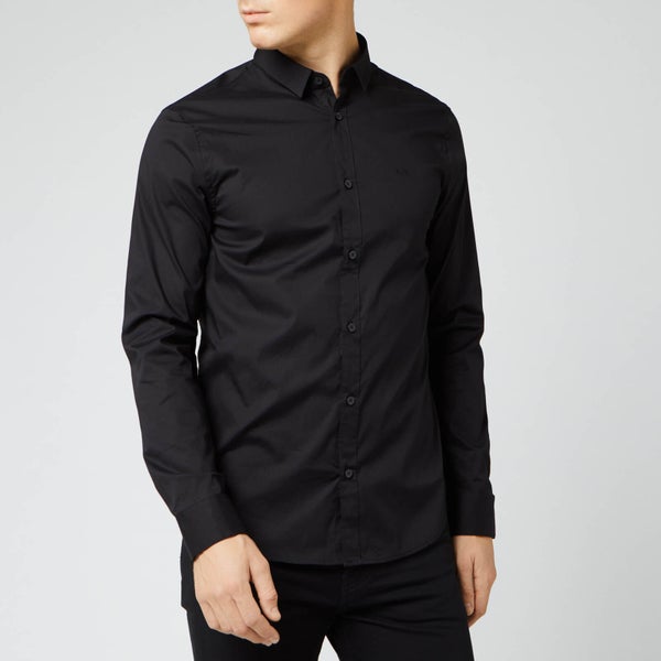 Armani Exchange Men's Small Logo Long Sleeve Shirt - Black