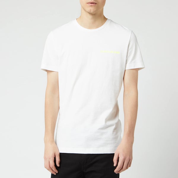 Calvin Klein Jeans Men's Institutional Logo T-Shirt - Bright White/Safety Yellow