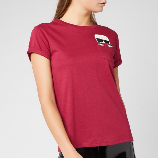 Karl Lagerfeld Women's Ikonik Karl Pocket T-Shirt - Rumba Red