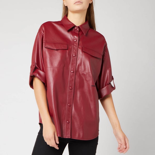 Karl Lagerfeld Women's Faux Leather Shirt - Rumba Red