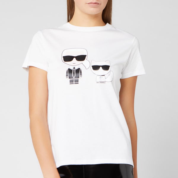 Karl Lagerfeld Women's Ikonik Karl and Choupette T-Shirt - White
