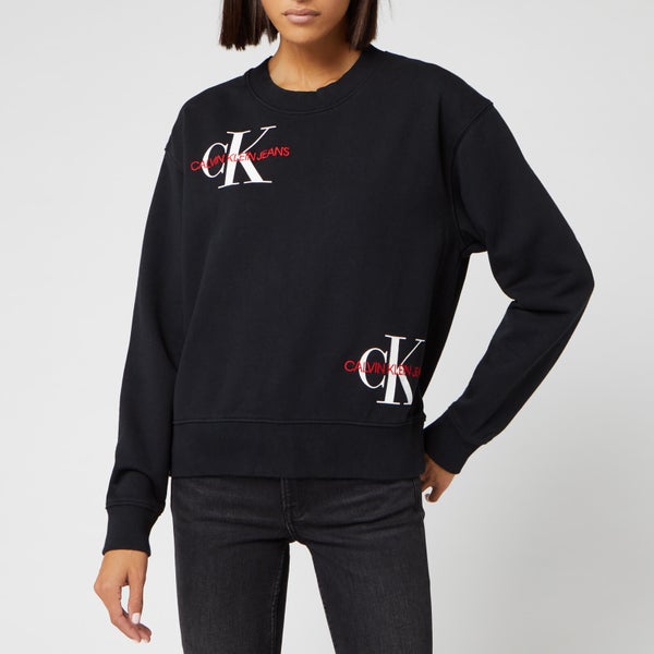 Calvin Klein Jeans Women's Washed Monogram Oversized Sweatshirt - Black