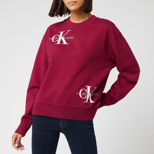Calvin Klein Jeans Women's Washed Monogram Oversized Sweatshirt - Beet Red