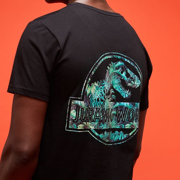 Jurassic Park Primal Leaf Print Logo T-Shirt - Black