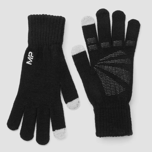 Вязаные перчатки, черные - M/L