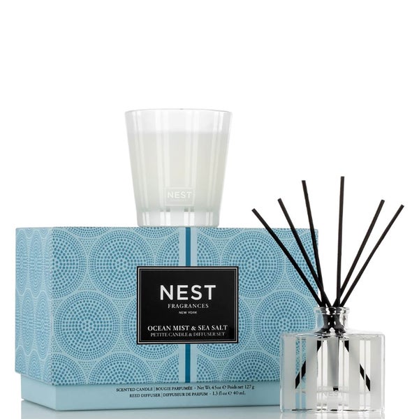 NEST Fragrances Limited Edition Ocean Mist and Sea Salt Petite Candle and Reed Diffuser Set