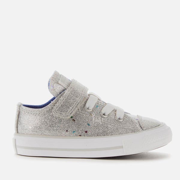 Converse Toddlers' Chuck Taylor All Star 1V Galaxy Glimmer Ox Trainers - Silver/Ozone Blue/White