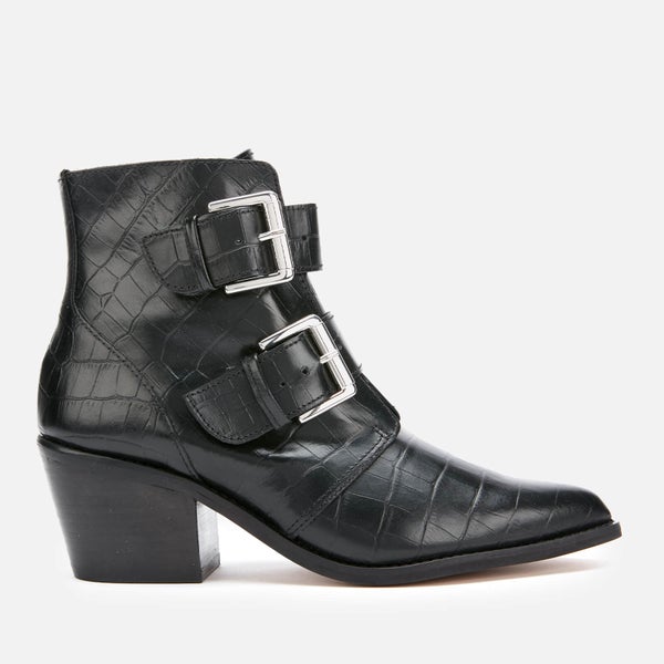 Kurt Geiger London Women's Denny Printed Leather Heeled Ankle Boots - Black