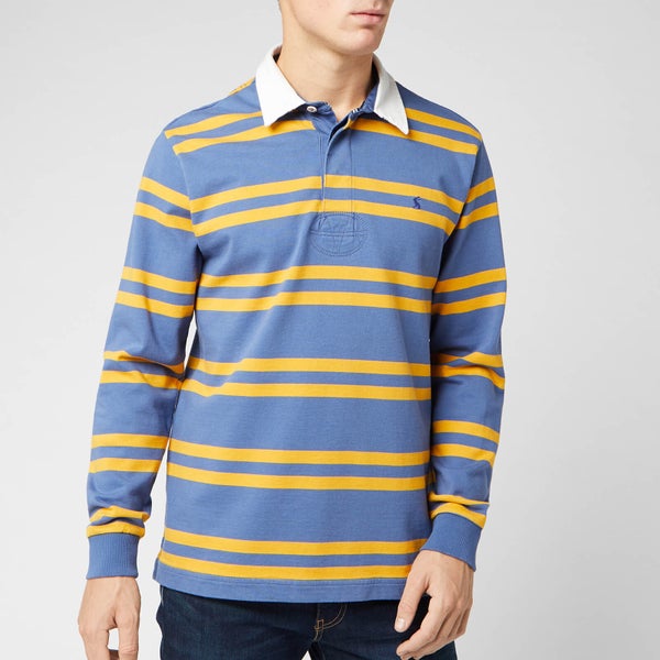Joules Men's Onside Rugby Top - Blue Bright Yellow Stripe
