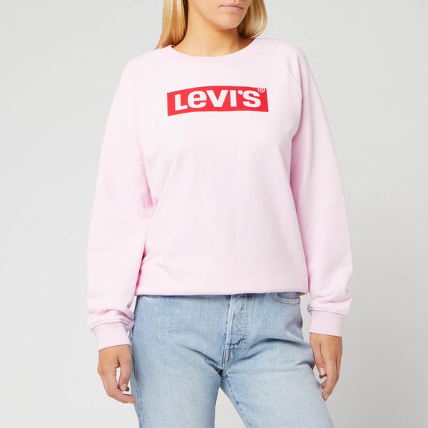 Levi's Women's Relaxed Graphic Crew Sweatshirt - Box Tab Crew Pink Lady