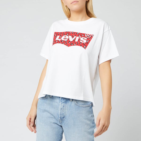 Levi's Women's Graphic Varsity T-Shirt - Hsmk Leopard Fill White