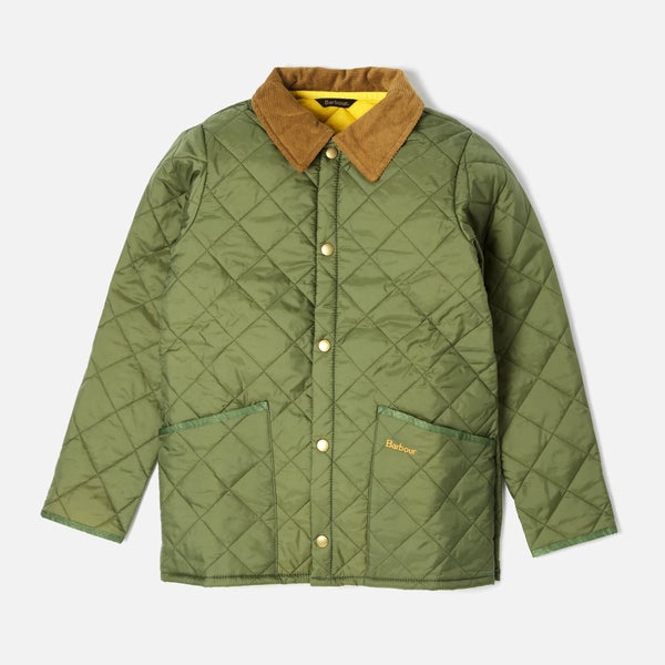 Barbour Boys' Liddesdale Quilted Jacket - Moss/Yellow