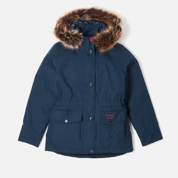 Barbour Girls' Abalone Detachable Hooded Jacket - Navy/Deep Pink