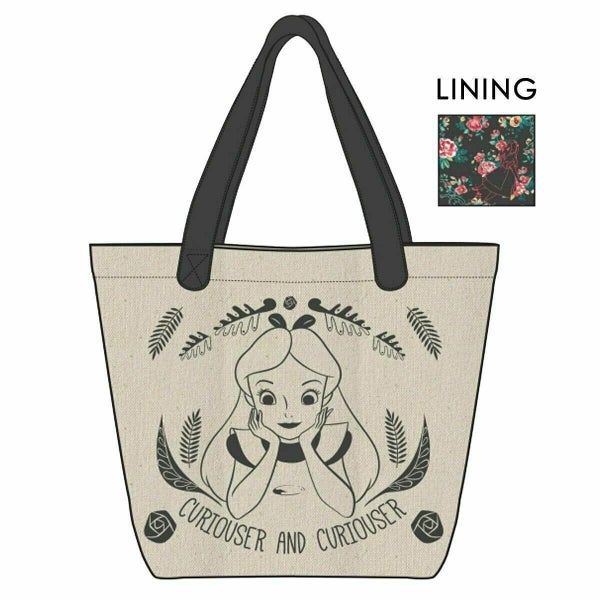 Loungefly Disney Alice in Wonderland Curiouser and Curiouser Canvas Tote Bag