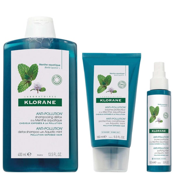 KLORANE Detoxifying Anti-Pollution Hair and Scalp Regimen Bundle for Ultimate Shine (Worth $58)