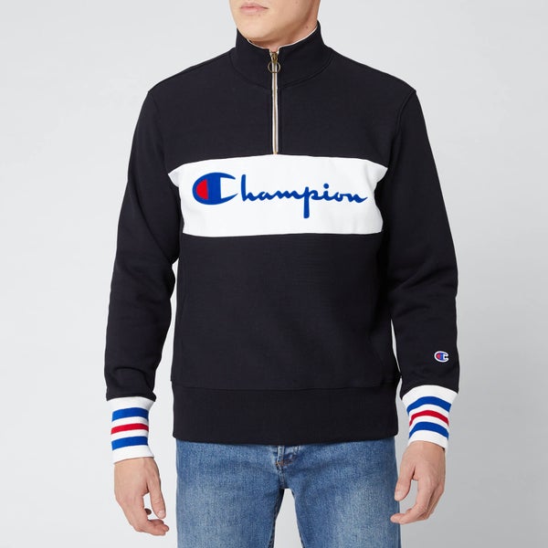 Champion Men's Big Script Half Zip Sweatshirt - Black