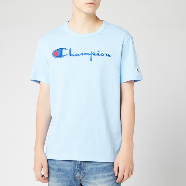 Champion Men's Big Script Crew Neck T-Shirt - Pale Blue