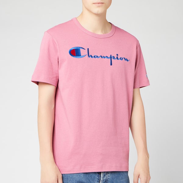 Champion Men's Big Script Crew Neck T-Shirt - Pink