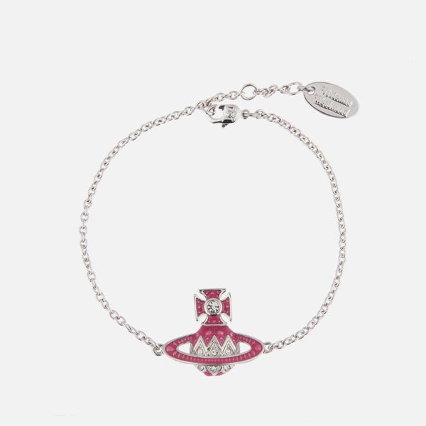 Vivienne Westwood Women's Aretha Small Bas Relief Bracelet - Rhodium Crystal Pink