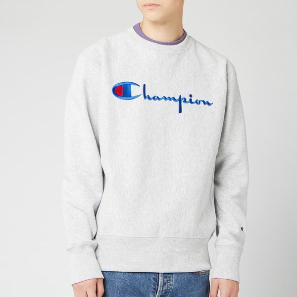 Champion Men's Big Script Sweatshirt - Grey Marl