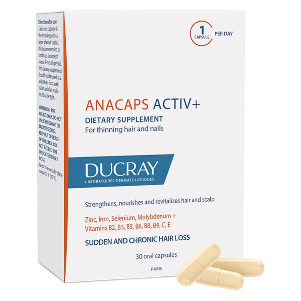 Ducray Anacaps ACTIV+ Dietary Supplement for Healthy Hair and Nails (30 Capsules)