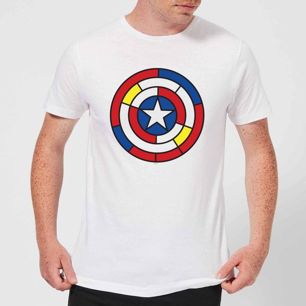 Marvel Captain America Stained Glass Shield Men's T-Shirt - White