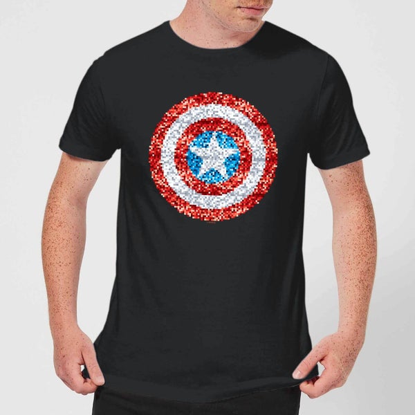 Marvel Captain America Pixelated Shield T-shirt Homme - Noir