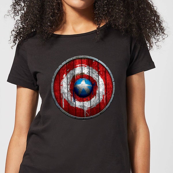 Marvel Captain America Wooden Shield Women's T-Shirt - Black