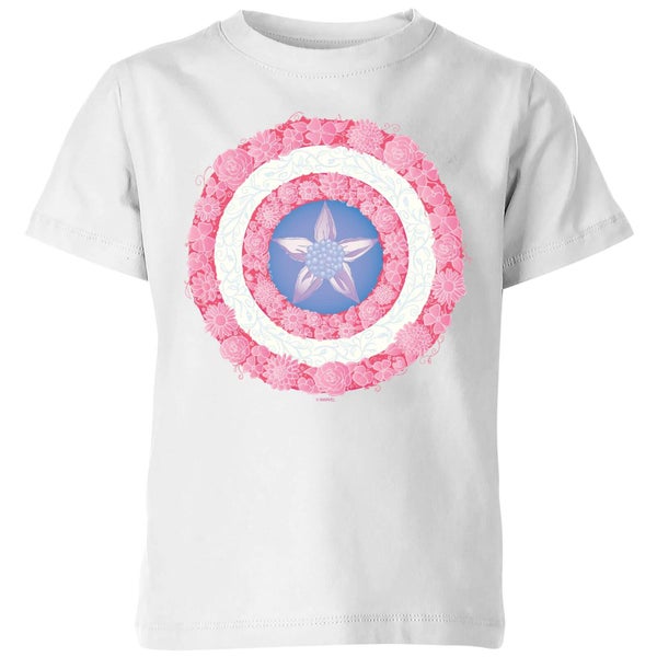 Marvel Captain America Flower Shield kinder t-shirt - Wit
