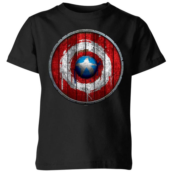 Marvel Captain America Wooden Shield Kids' T-Shirt - Black