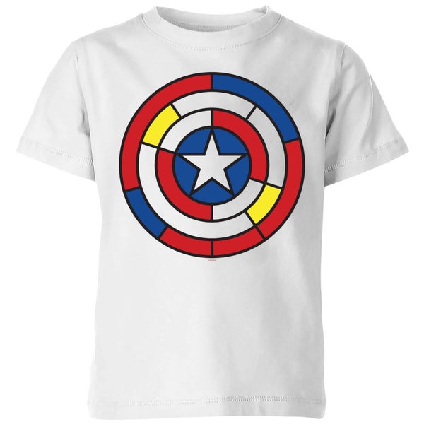 Marvel Captain America Stained Glass Shield Kids' T-Shirt - White