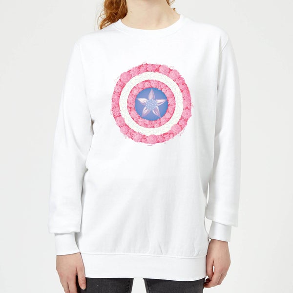 Marvel Captain America Flower Shield Women's Sweatshirt - White