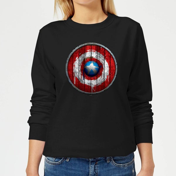 Marvel Captain America Wooden Shield Women's Sweatshirt - Black