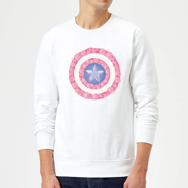 Marvel Captain America Flower Shield Sweatshirt - White