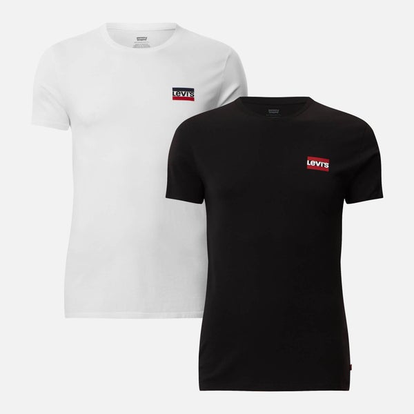 Levi's Men's 2 Pack Crew Neck T-Shirt - White/Mineral Black