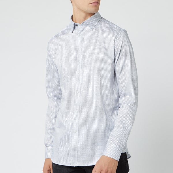 Ted Baker Men's Bradley Geo Print Long Sleeve Shirt - White