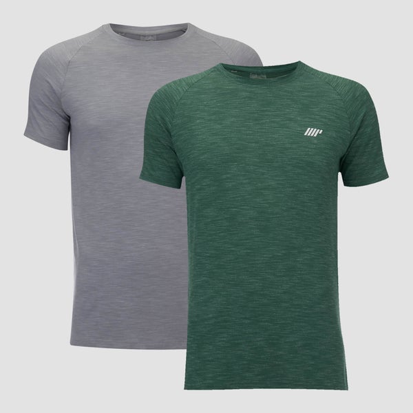 Упаковка из двух футболок Performance, цвета зеленый и серый марль