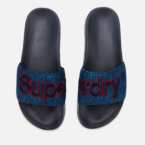 Superdry Men's Classic Embroidered Pool Slide Sandals - Navy Grit