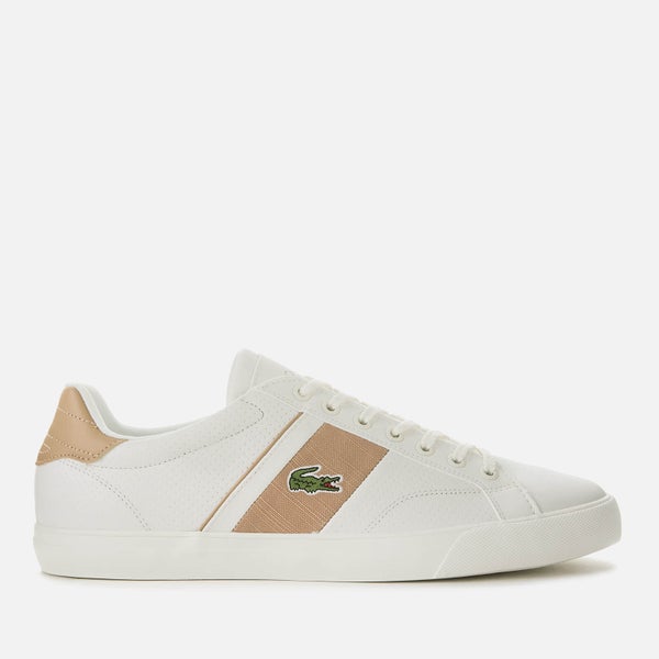 Lacoste Men's Fairlead Leather and Canvas Trainers - Off White/Light Tan