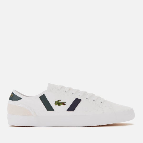 Lacoste Men's Sideline Canvas and Leather Trainers - White/Dark Green