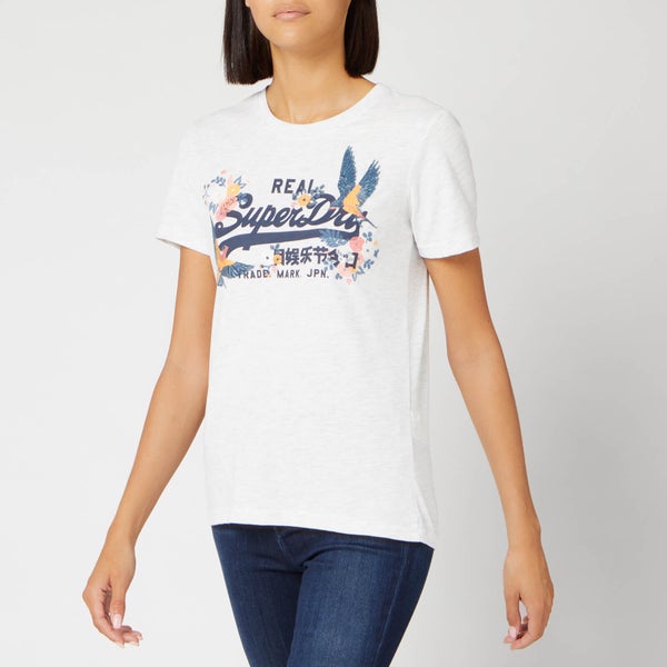 Superdry Women's V Logo Puff Emb Entry T-Shirt - Ice Marl