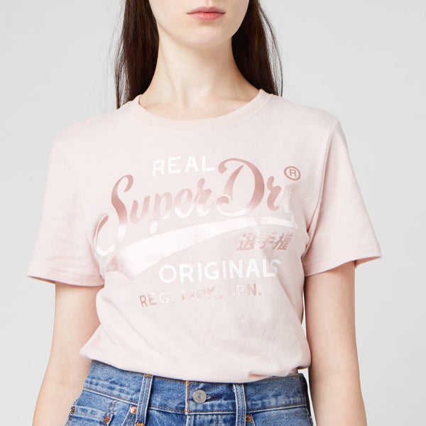 Superdry Women's Real Originals Satin Entry T-Shirt - Shell Pink