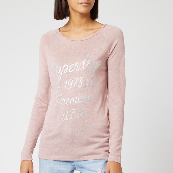Superdry Women's Parton Long Sleeve Graphic Top - Misty Rose