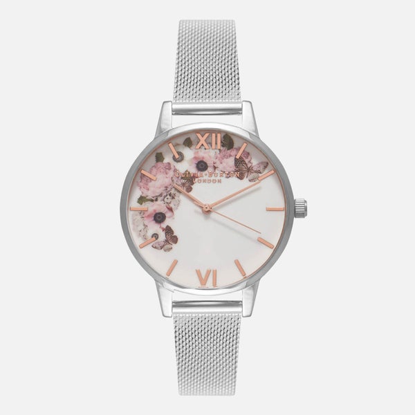 Olivia Burton Women's Signature Florals Watch - Silver Mesh
