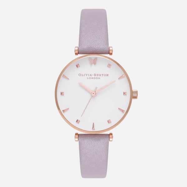 Olivia Burton Women's Social Butterfly Watch - Grey Lilac and Rose Gold